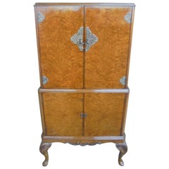 Antique Burr Walnut Cocktail Drinks Cabinet