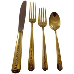Rambler Rose Gold by Towle Sterling Silver Flatware Set Service for Six Vermeil