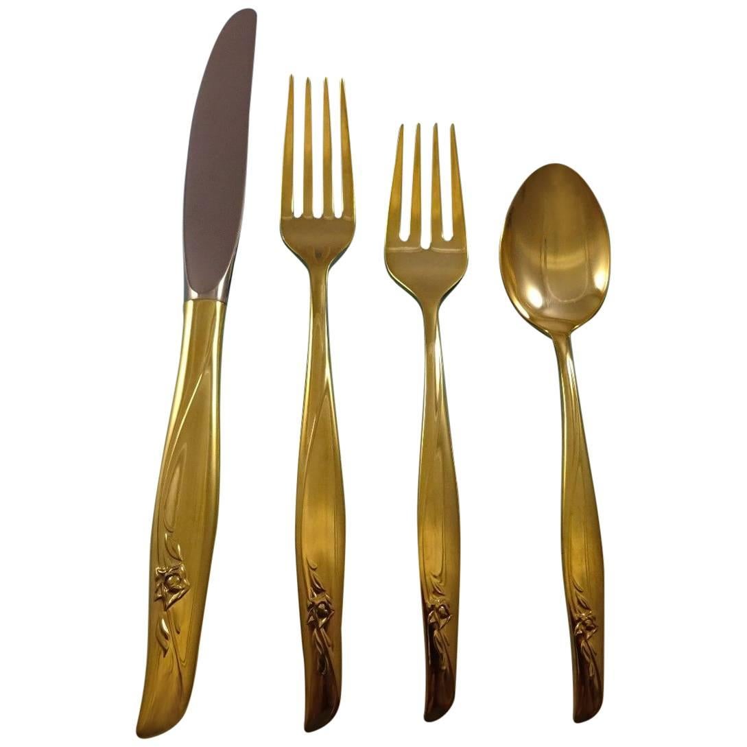 Sea Rose Gold by Gorham Sterling Silver Flatware Set for 8 Service Vermeil 32 Pc