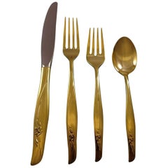 Sea Rose Gold by Gorham Sterling Silver Flatware Set for 8 Service Vermeil 32 Pc