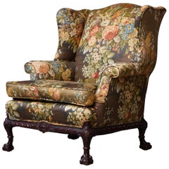 Late 19th Century Chippendale Mahogany Wing Back Chair with Claw and Ball Feet 8