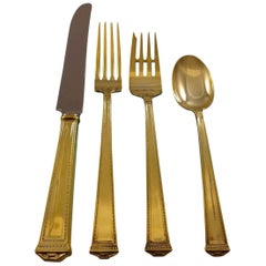 Pantheon Gold by International Sterling Silver Flatware Set 6 Service Vermeil