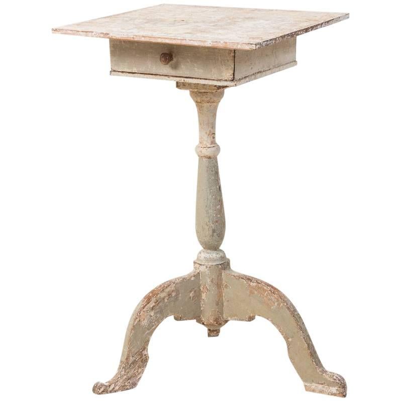 19th Century Swedish  Pedestal Table With One Drawer