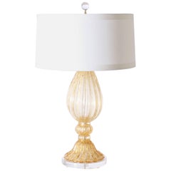 Gold Murano Glass with Bullicante Inclusions in the Style of Barovier