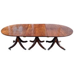 Period Early 19th Century Regency Three Pedestal Dining Table, circa 1820-40 1