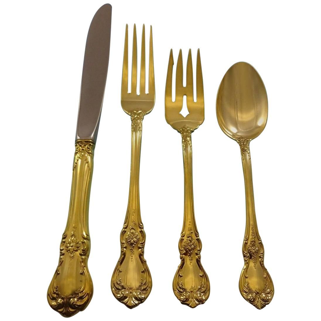 Old Master Gold by Towle Sterling Silver Flatware, Set For 12 Service Vermeil For Sale