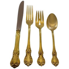 Ensemble de couverts en argent sterling Old Master Gold par Towle, service pour 12 personnes, vermeil