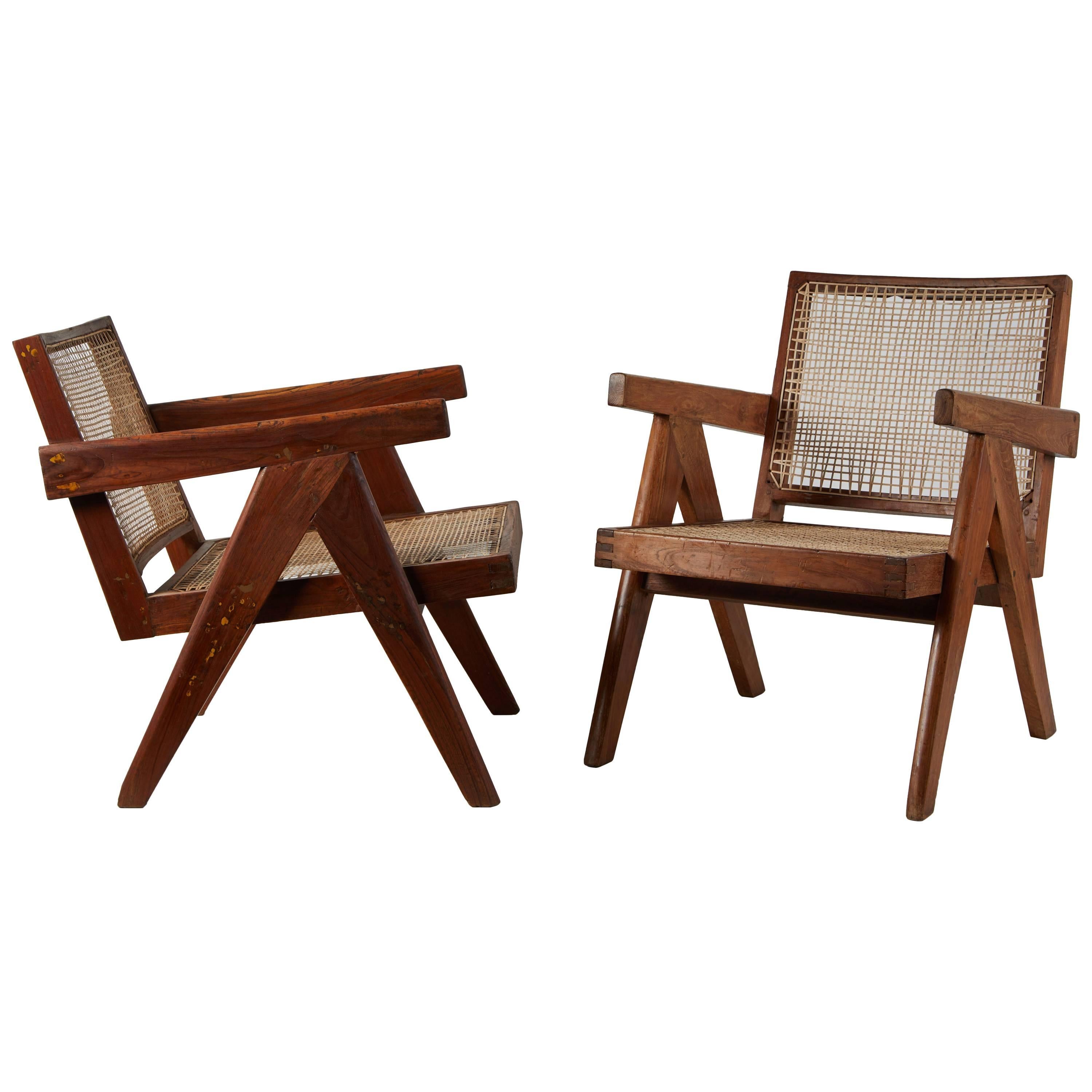 Pair of Easy Armchairs by Pierre Jeanneret