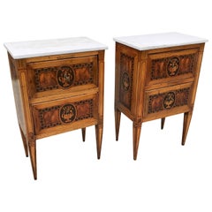 Pair of 18th Century Italian Fruitwood Neoclassical Small Commodes