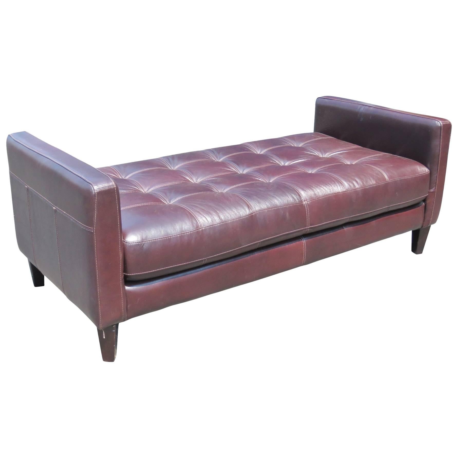 Custom Leather Tufted Bench