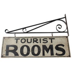 1930s Hand Painted Double Sided Tourist Rooms Sign 12