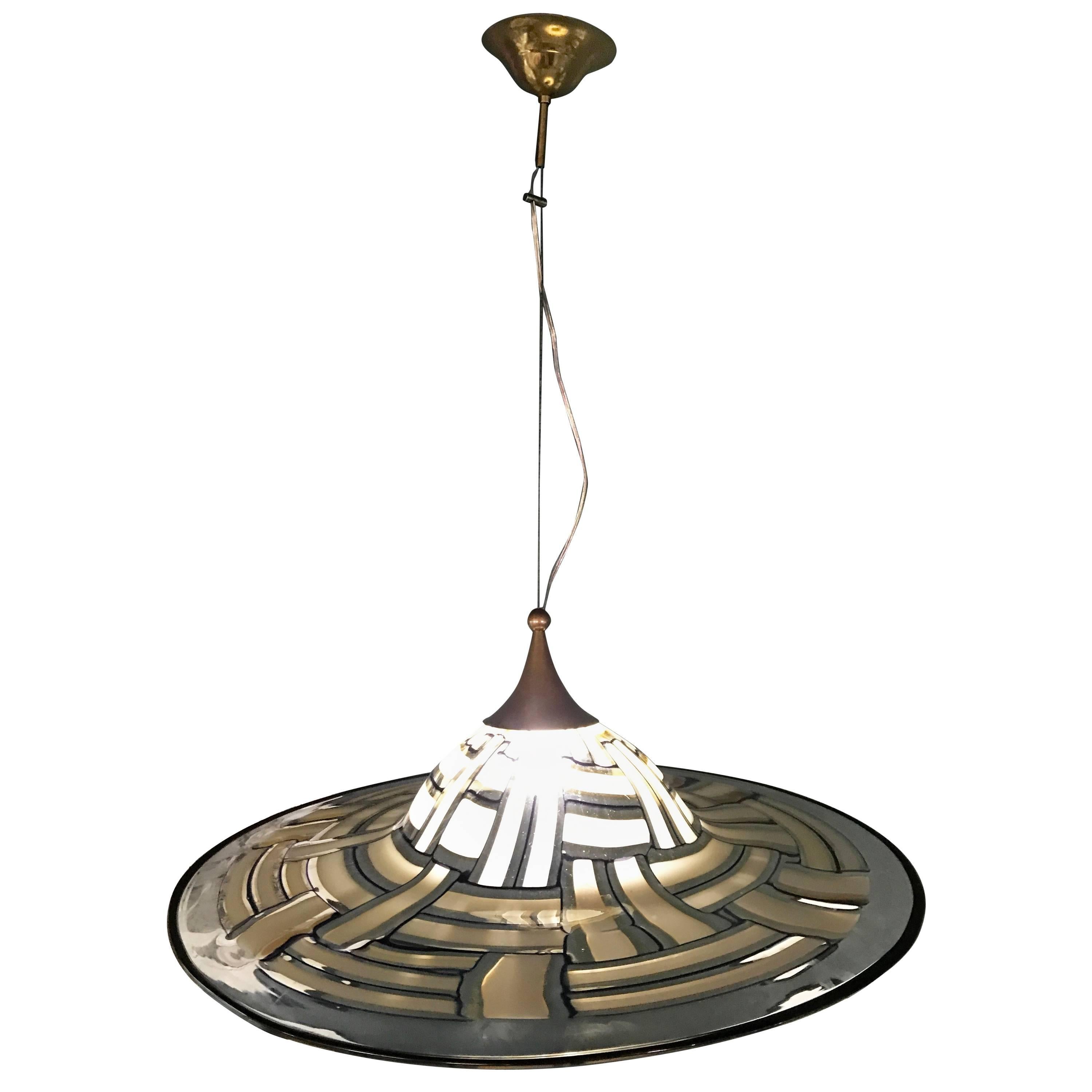 XXL Midcentury Barovier & Toso "Tessere ambra" Chandelier in Murano Glass