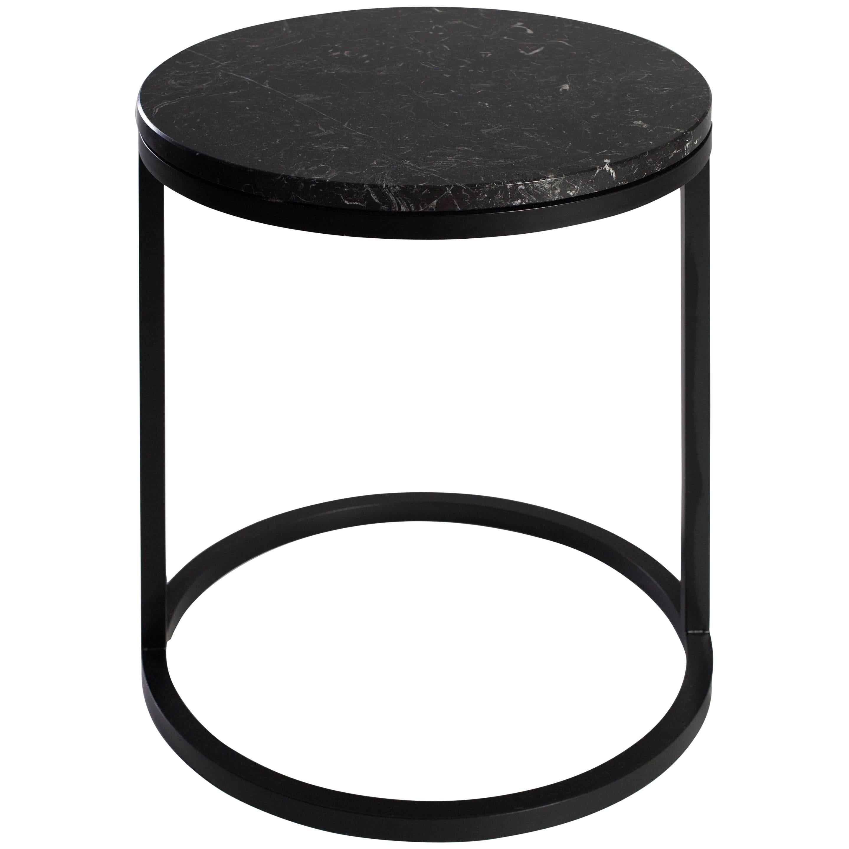 Modern Diana Round Coffee Table in Steel Powder Coated and Marble