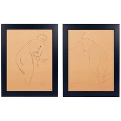 Pair of Female Nude Lithographs by Marino Marini