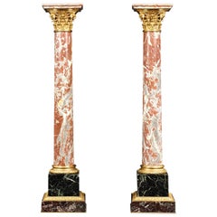 19th Century Marble and Bronze French Pedestals 