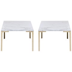 Astor Brass Occasional Tables in Carrara Marble by Montage, Pair 8
