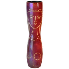 Rare and Important Tall Hand Thrown Vase by Guerrino Tramonti, Italy, circa 1952