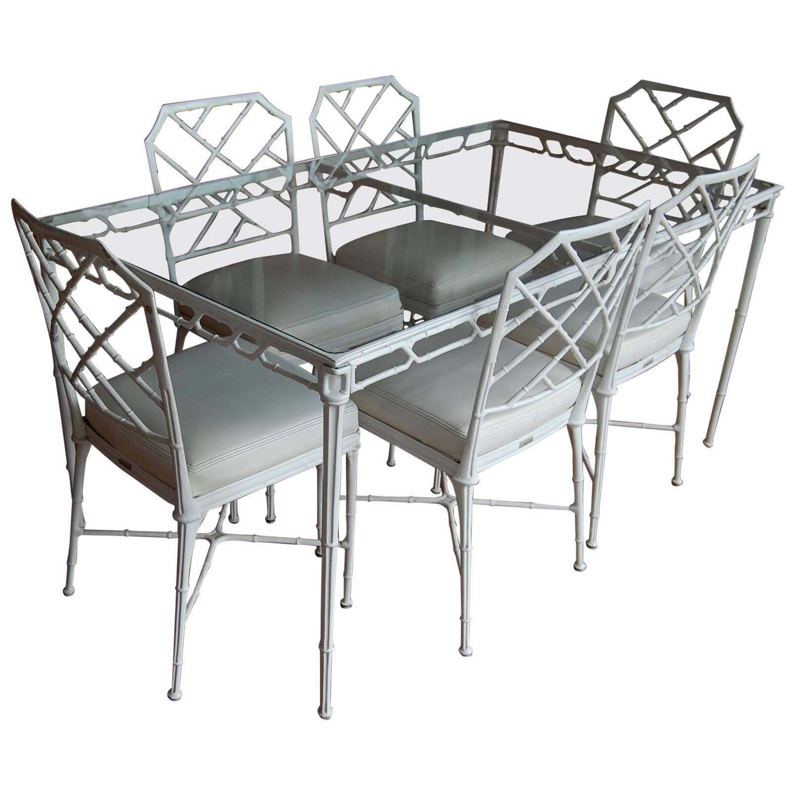 Brown Jordan "Calcutta" Aluminum Rectangular Table with Six Side Chairs