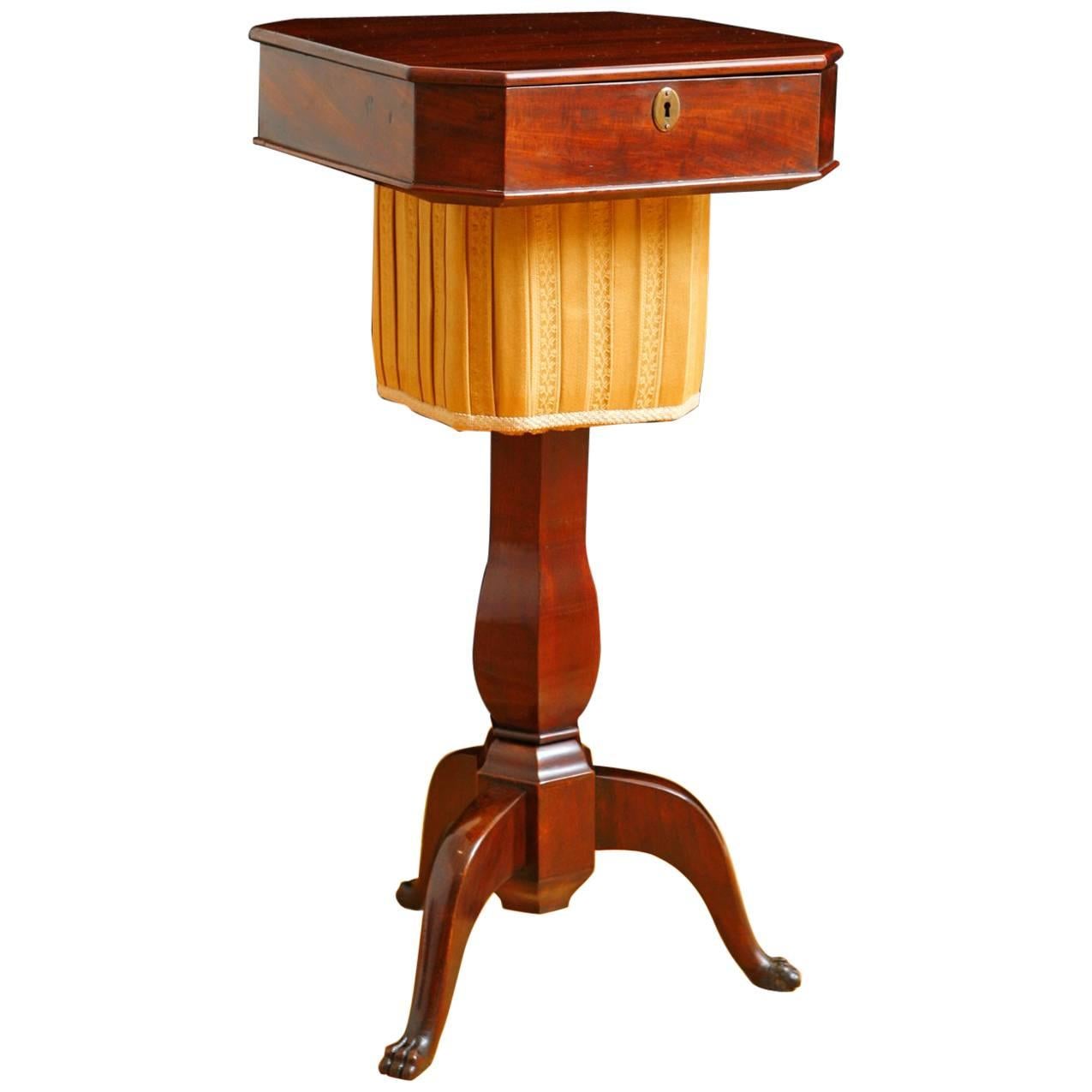 19th Century Biedermeier End Table or Wine Table,  in Mahogany on Pedestal Base For Sale