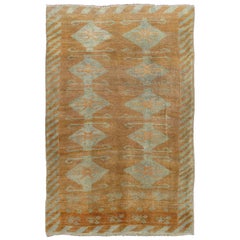Vintage Turkish Tulu-Oushak Rug with Tribal Medallions in Orange and Gray 1