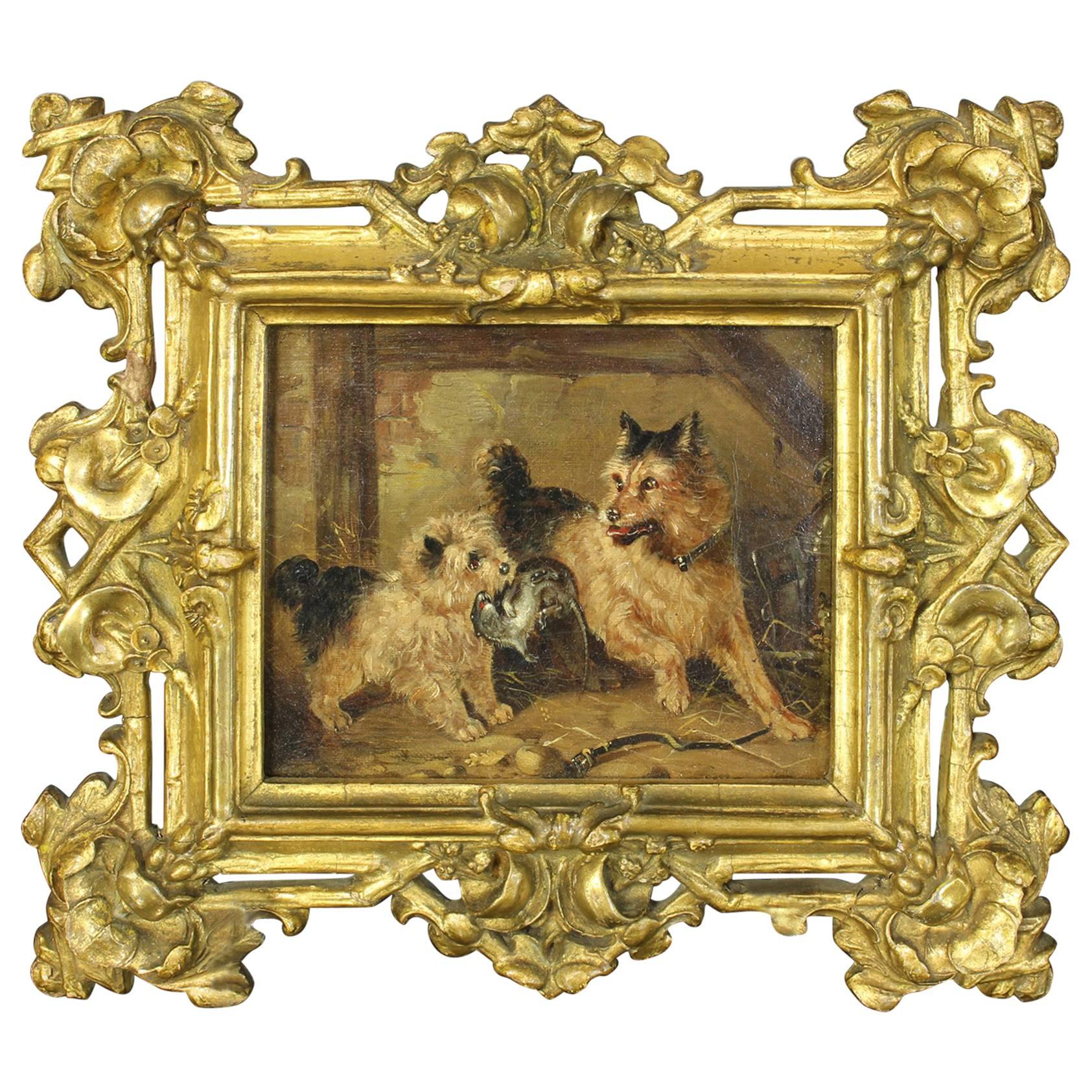  19th Century Oil on Canvas Dog Painting