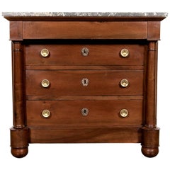 Petite Empire Period Walnut Commode with Saint Anne Marble Top