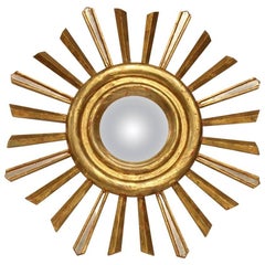 Midcentury Italian Sunburst Convex Mirror