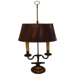 19th Century French Bronze Bouillotte Lamp with Tole Shade 1