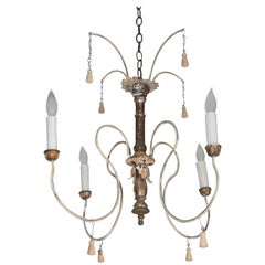 Italian Spider Chandelier Handmade with Antique Altar Elements and Iron