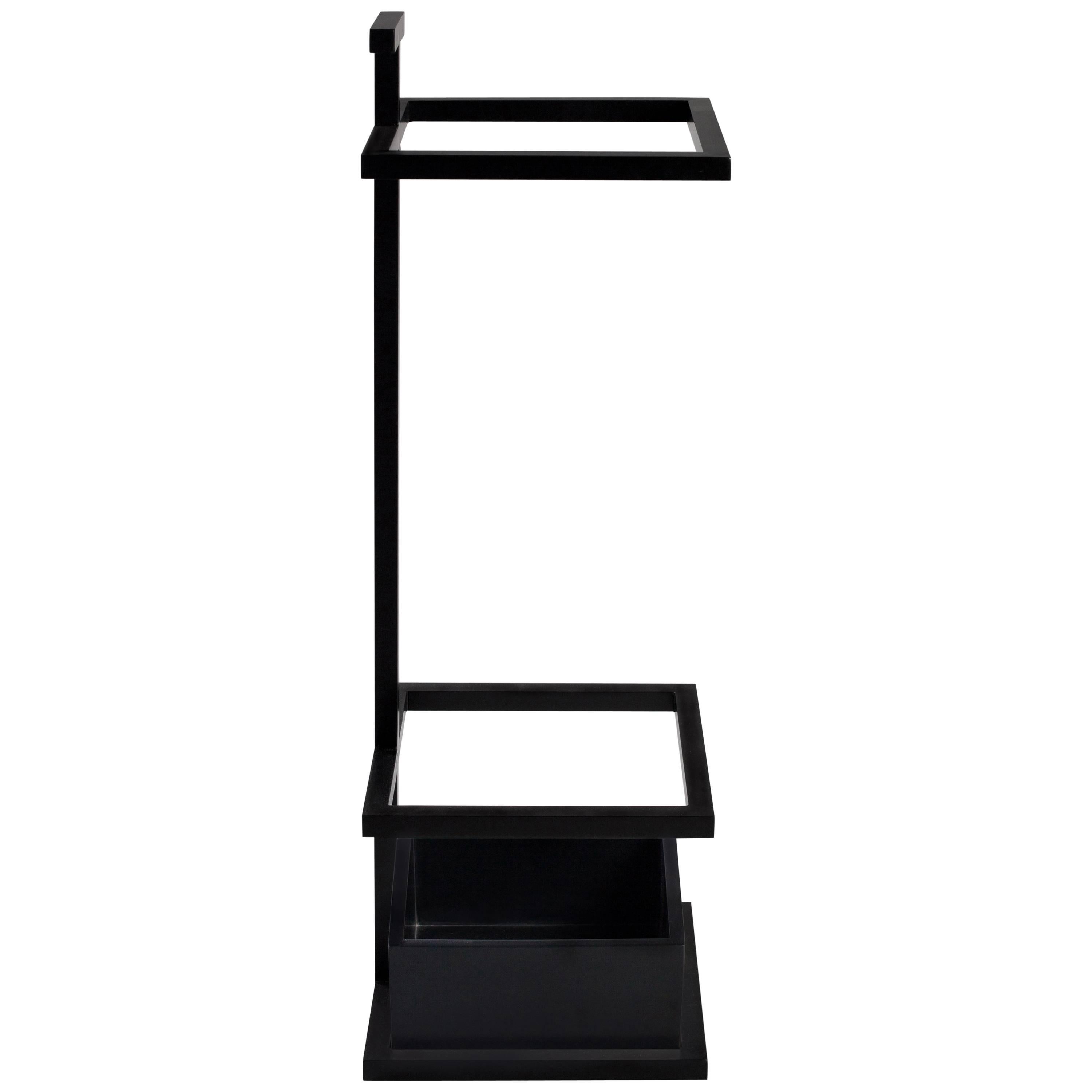 Modern Bacco Umbrella Stand in Steel Powder Coated and Corian Tray For Sale