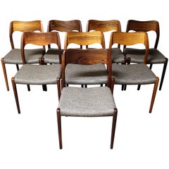 Set of Eight Niels Moller Danish Rosewood Dining Chairs