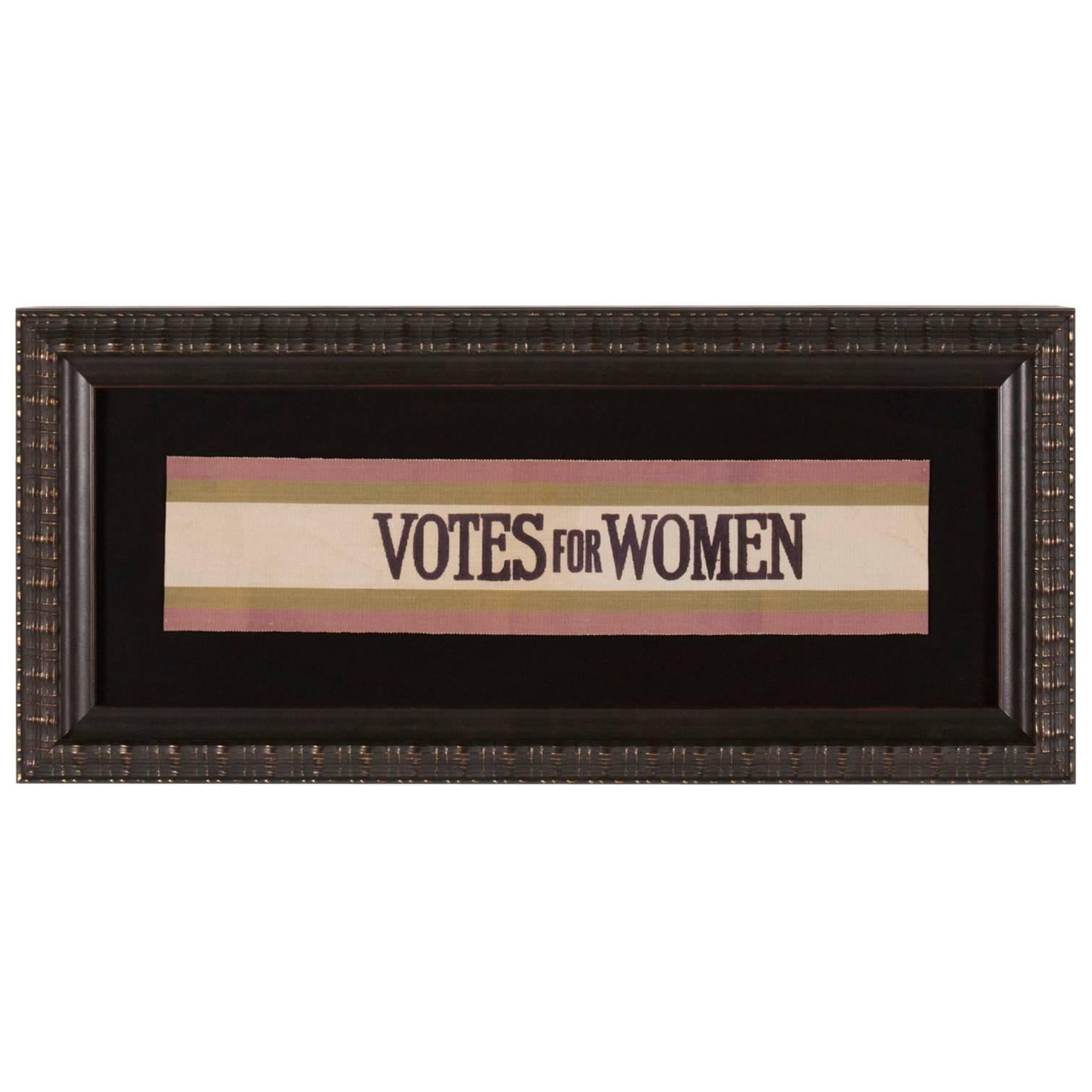 Silk Suffragette Sash Ribbon in Violet and Green with "Votes For Women" Text