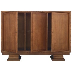 Retro Incredible Polished Oak Low Armoire by Jacques Adnet