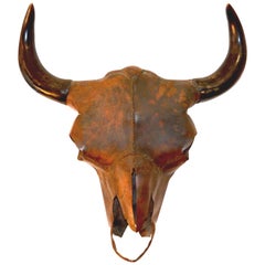 Copper Bison Head Sculpture, Signed and Dated 1977