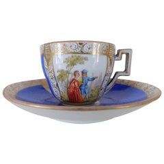 19th Century Meissen Porcelain Cup and Saucer