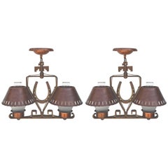 Ranchers Horseshoe Ceiling Lamp Pair