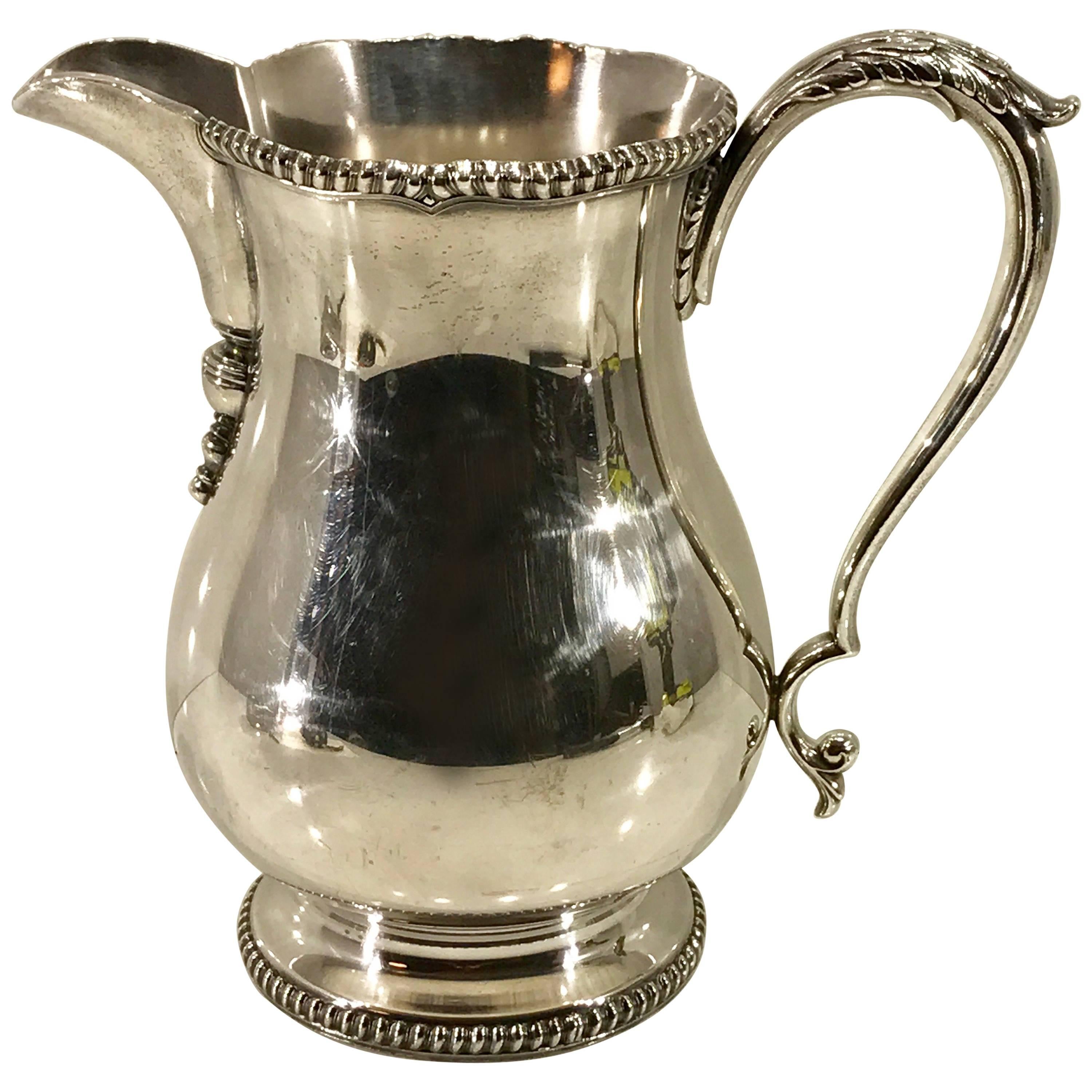 Substantial Georgian Style Silver Plated Water Pitcher