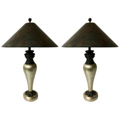 Pair of Egyptian Style Table Lamps with Bronze Accents by Maitland Smith