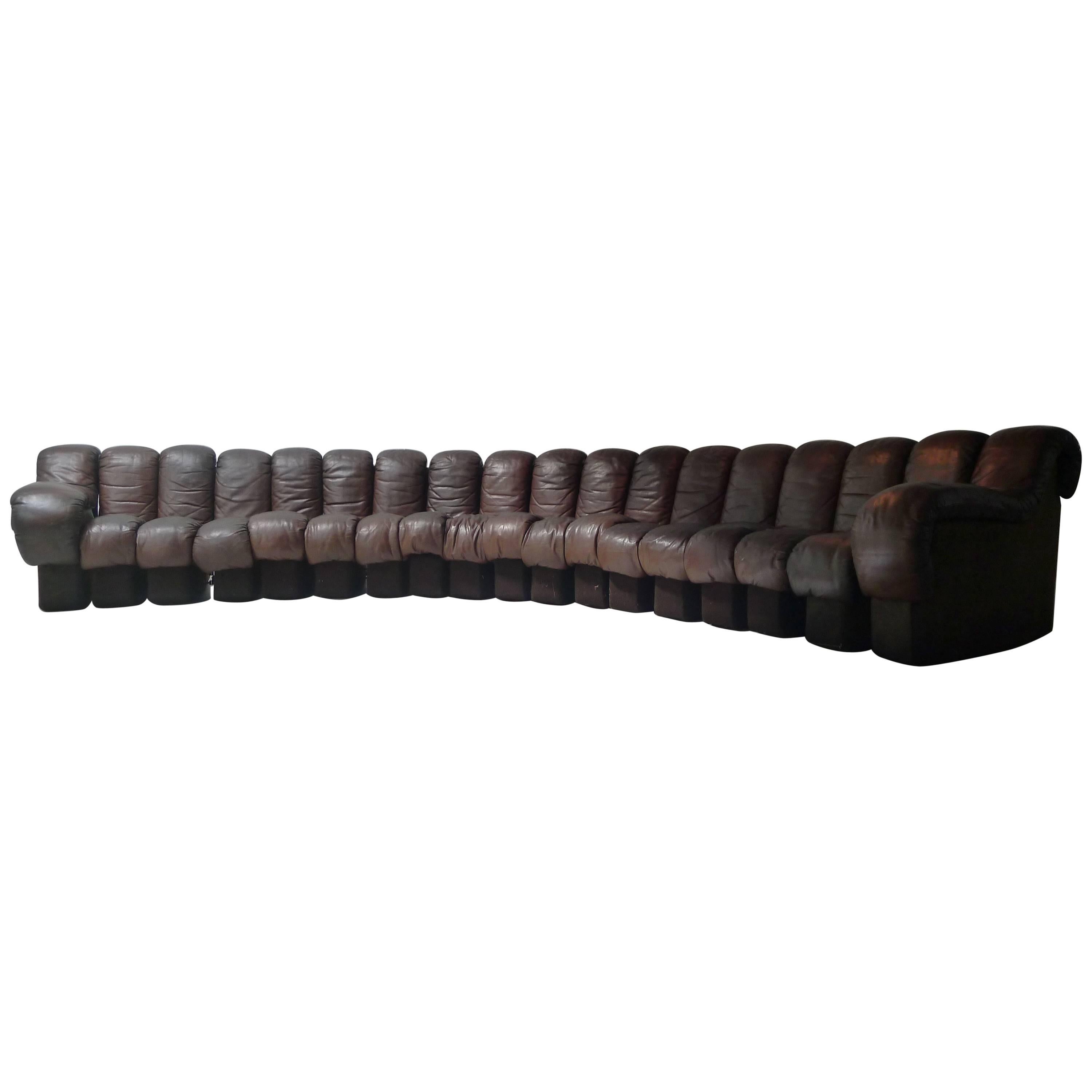 De Sede DS-600 Sectional "Non Stop" Sofa in Dark Chocolate Brown Leather
