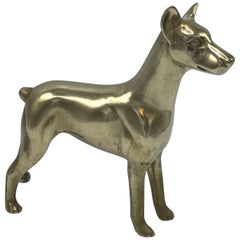 1960s Brass Doberman Dog Sculpture