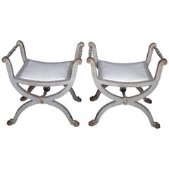 Pair of Curule Stools in the Gustavian Style Pair of Curule Stools in the Gustavian Style