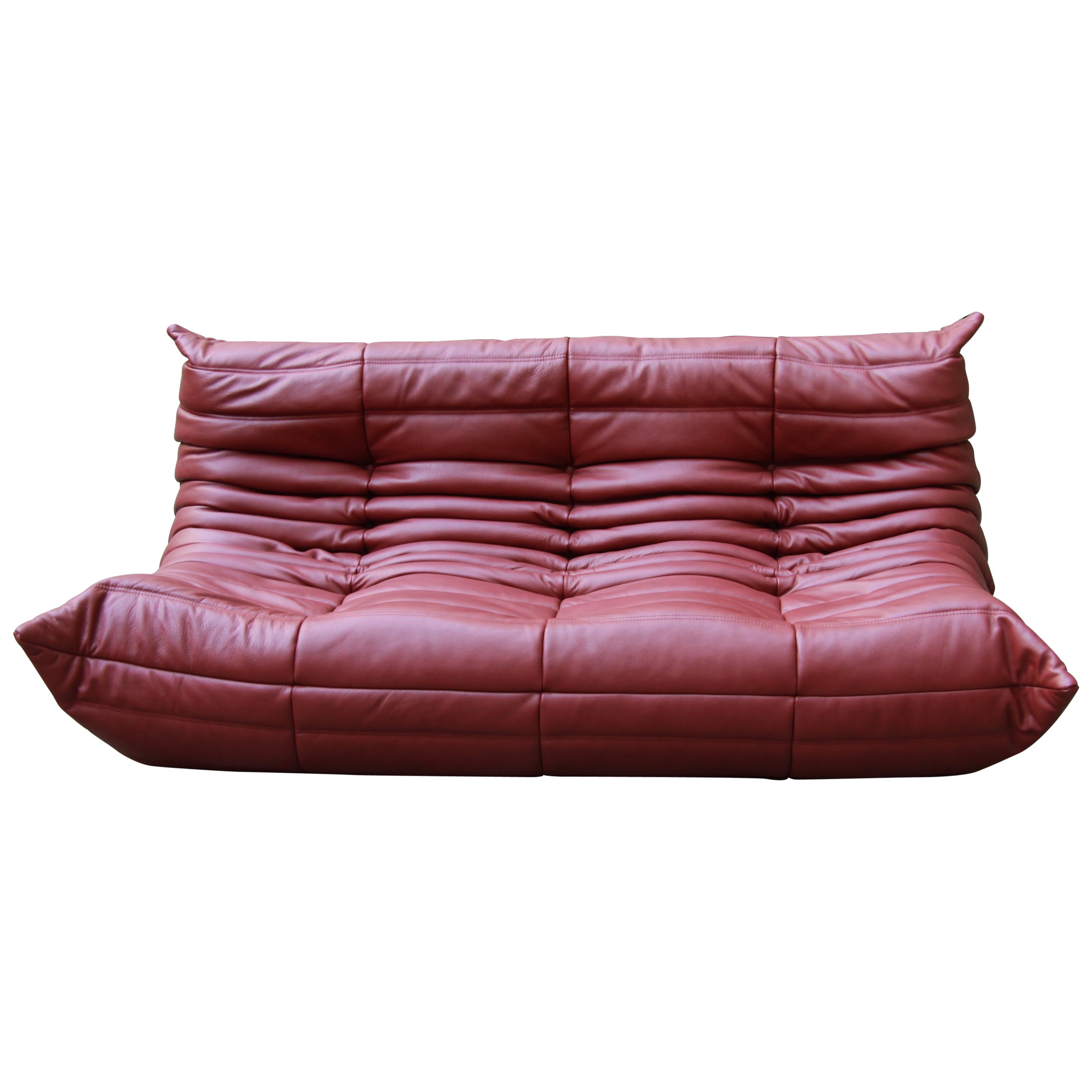 Vintage Burgundy Leather Togo Sofa By Michel Ducaroy For Ligne Vintage Burgundy Leather Togo Sofa By Michel Ducaroy For Ligne