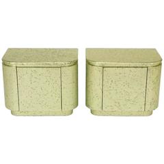 Pair of Champagne Gilt and Flecked Radius Edge Nightstands 9