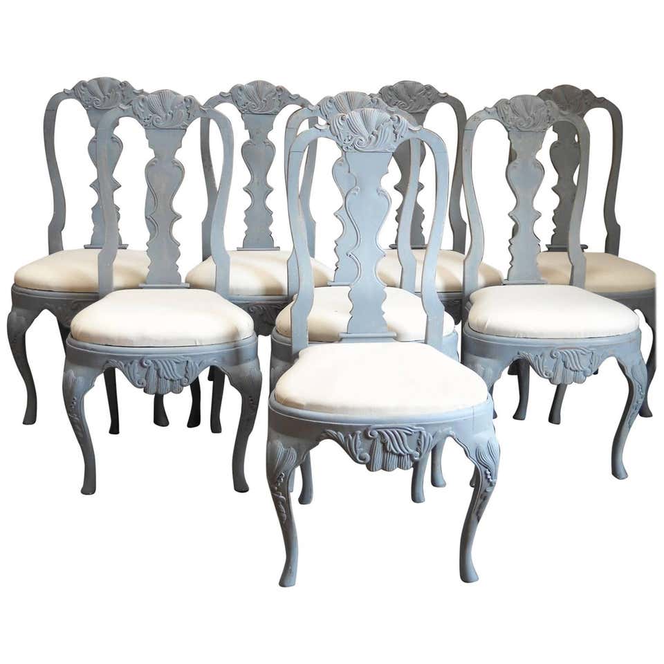 Set of Eight Rococo Style Dining Chairs at 1stDibs