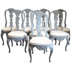 Set of Eight Rococo Style Dining Chairs