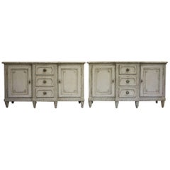 Pair of 19th Century French Painted Buffets with Faux Marble Top