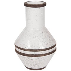 Italian 1970s White and Brown Ceramic Vase by Vistosi