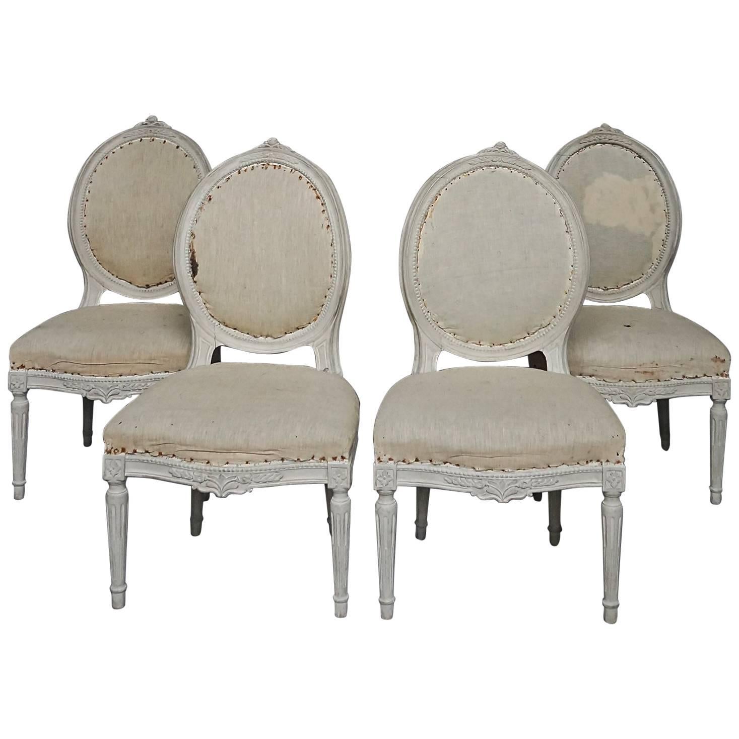 Set of Four Gustavian Style Side Chairs