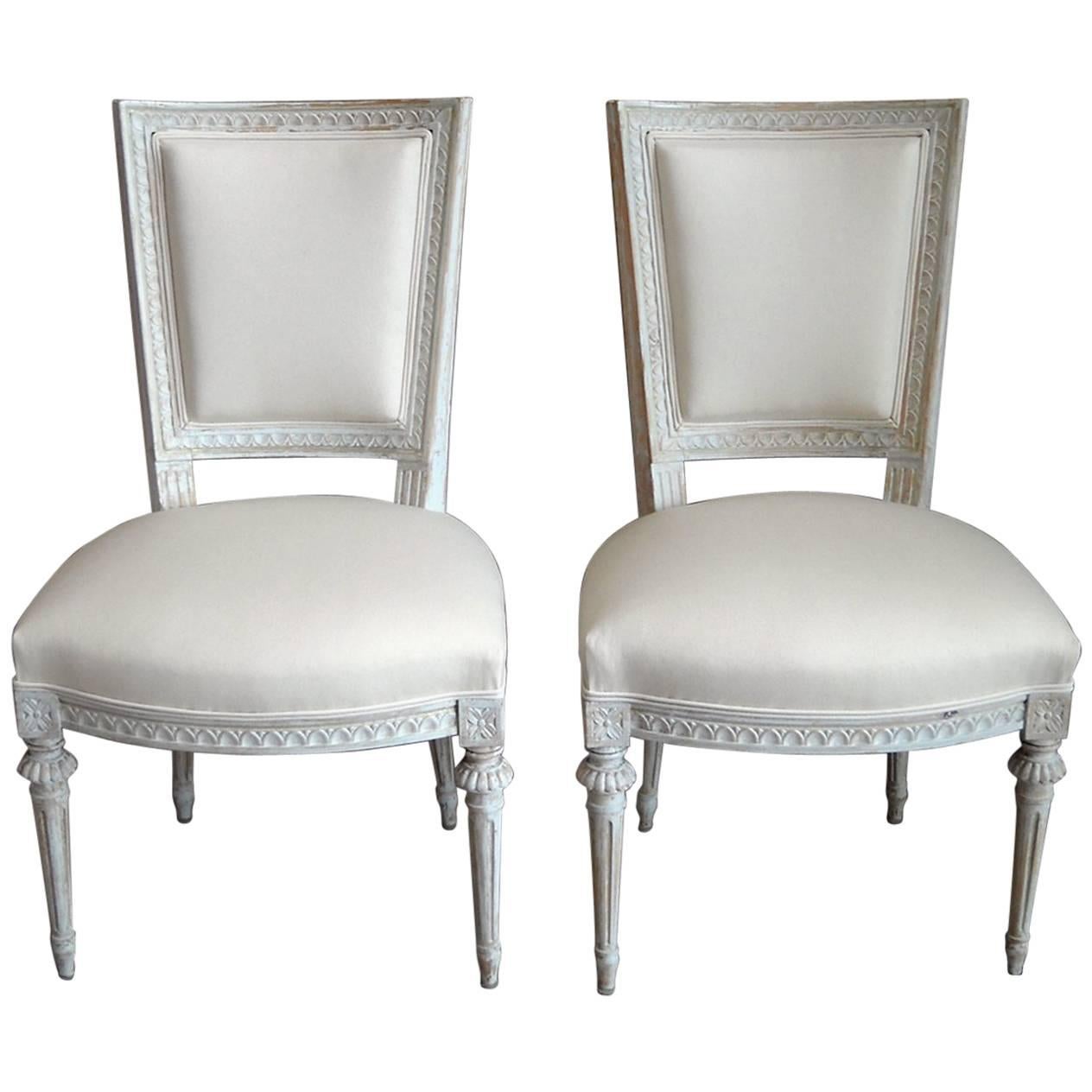 Pair of Square-Backed Swedish Chairs