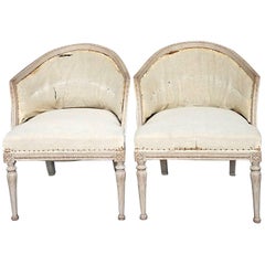 Pair of Gustavian Style Barrel Back Armchairs